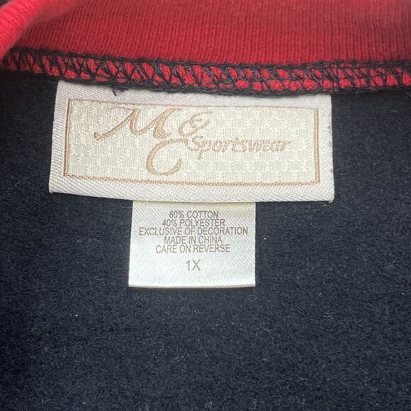 M & C Sportswear Black Bedazzled Embroidered Black Womens Sz 1X Christmas - Picture 4 of 10